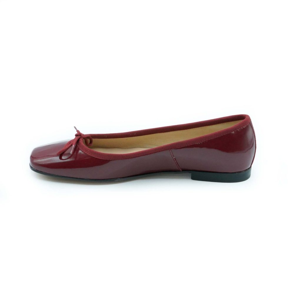 Lea Gu ballerina in vernice, fiocco frontale, punta quadrata, tacco 10mm Outlet