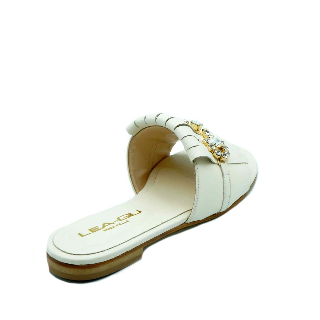 Lea Gu ciabattina in nappa, fascia con frange e accessorio frontale, tacco 10mm Grande vendita