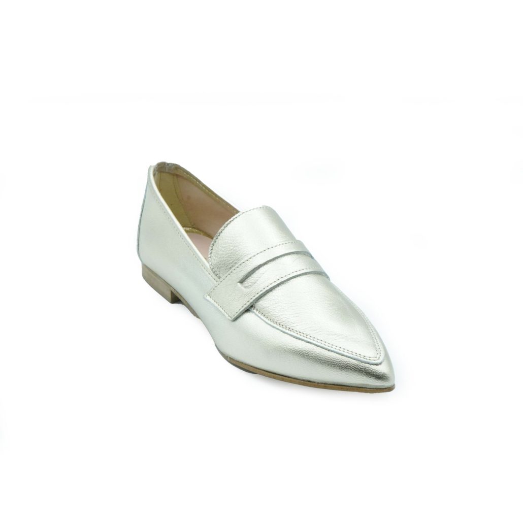 Lea Gu mocassino in nappa laminata, bocca di leone frontale, tacco 10mm Offerta Pasqua