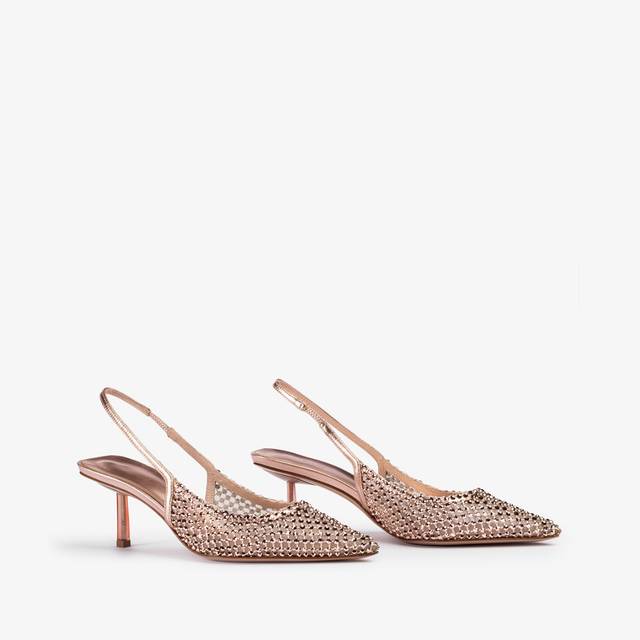 Le Silla Slingback gioiello rete oro rosa Promozione