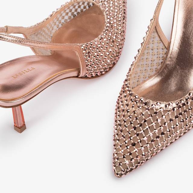 Le Silla Slingback gioiello rete oro rosa Promozione