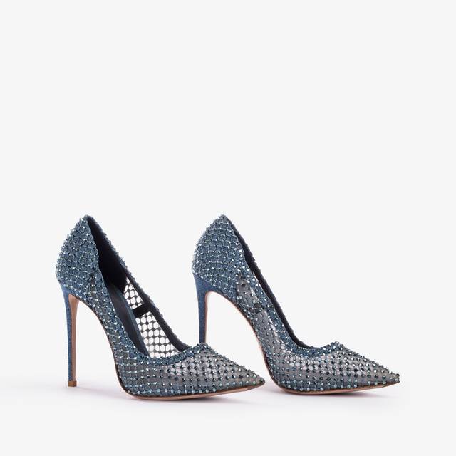 Le Silla Décolleté gioiello rete denim blu Only for today