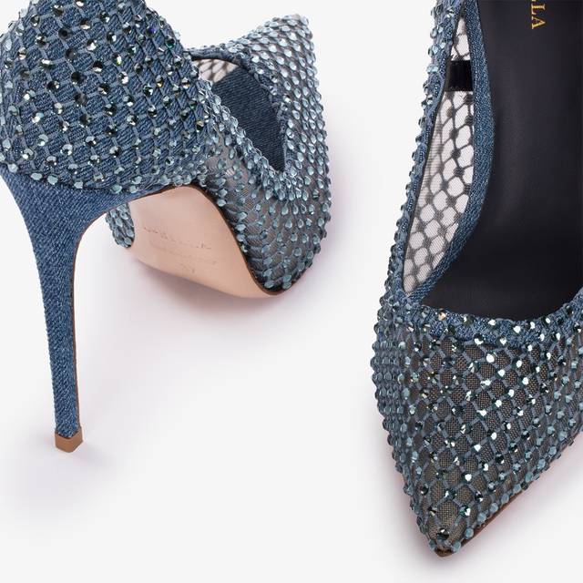 Le Silla Décolleté gioiello rete denim blu Only for today