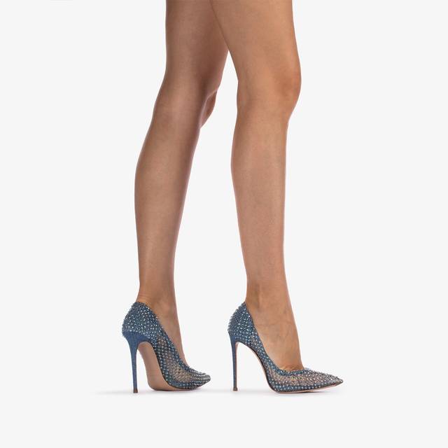 Le Silla Décolleté gioiello rete denim blu Only for today
