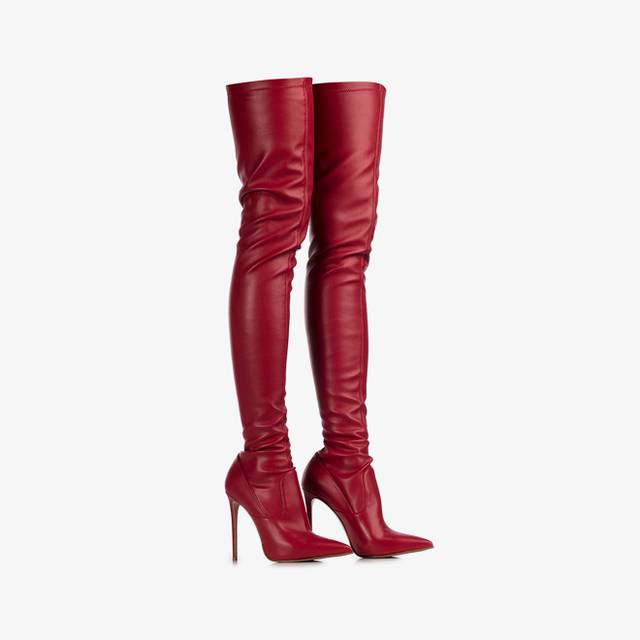 Le Silla Stivale sopra il ginocchio pelle vegan stretch rosso Ultimi tre giorni