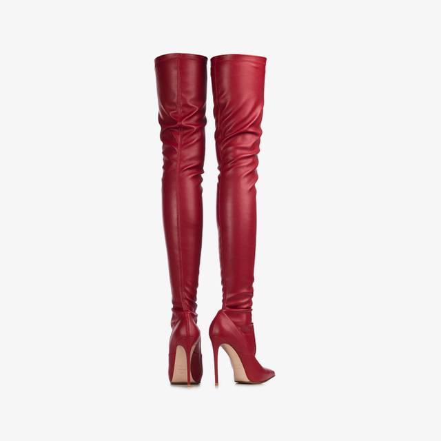 Le Silla Stivale sopra il ginocchio pelle vegan stretch rosso Ultimi tre giorni
