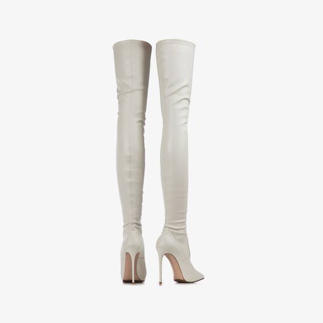 Le Silla Stivale sopra il ginocchio pelle vegan stretch bianco milk Latest stili