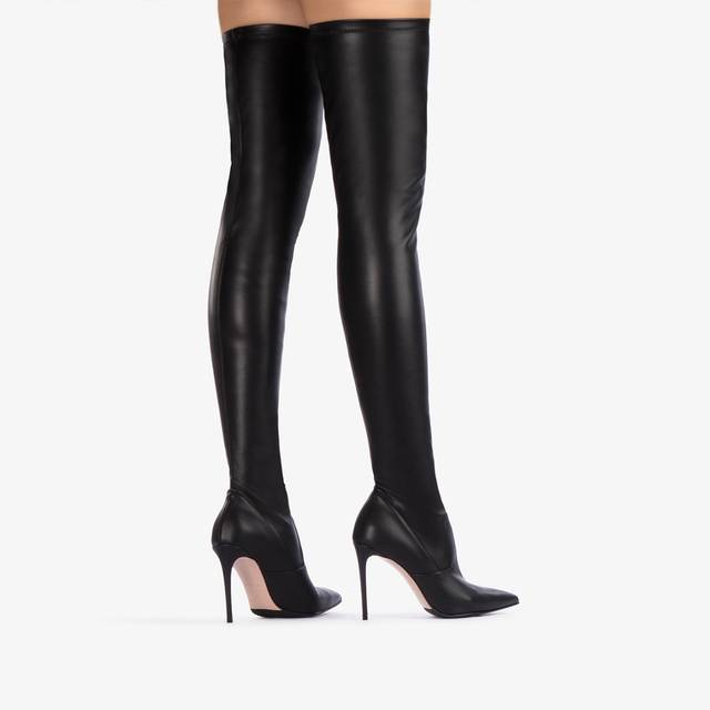 Le Silla Stivale sopra il ginocchio pelle vegan stretch nera 50% di sconto con spedizione gratuita