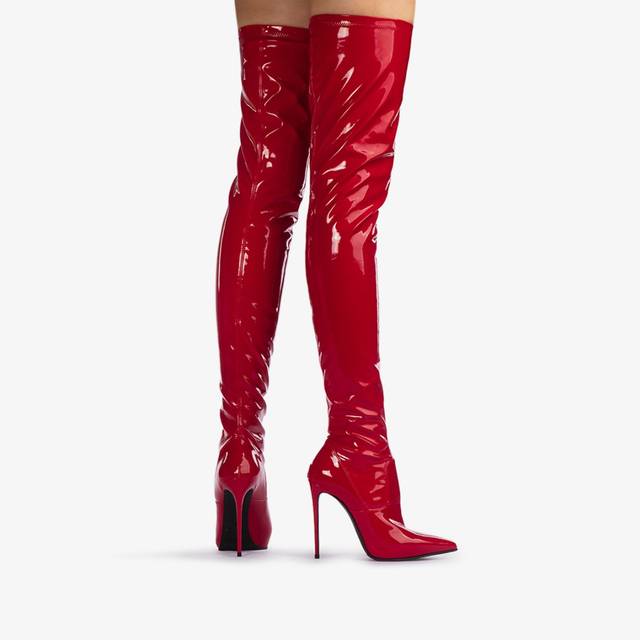 Le Silla Stivale sopra il ginocchio vinile stretch rosso opium Limitato a 3 giorni
