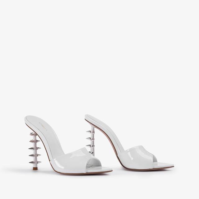 Le Silla Sandalo mule vernice bianco con borchie Soddisfazione Garantita