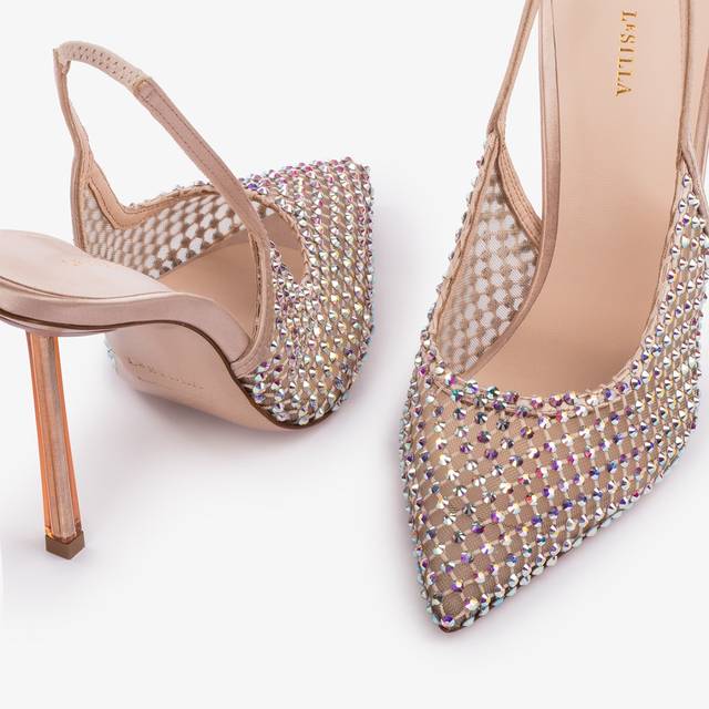 Le Silla Slingback gioiello rete nude skin Shopping Online