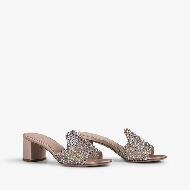 Le Silla Sandalo mule gioiello rete nude skin con Cristalli Affare Del Giorno
