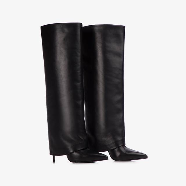Le Silla Stivale con risvolto nappa nero Presa