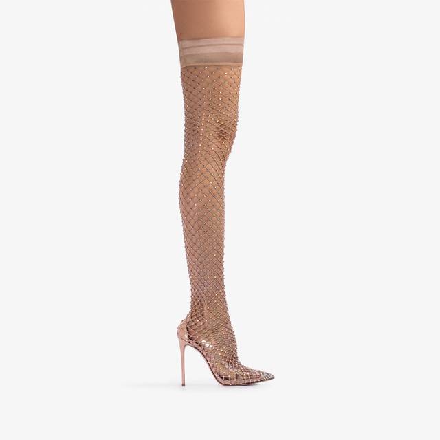 Le Silla Stivale sopra il ginocchio calza nude skin con Cristalli
