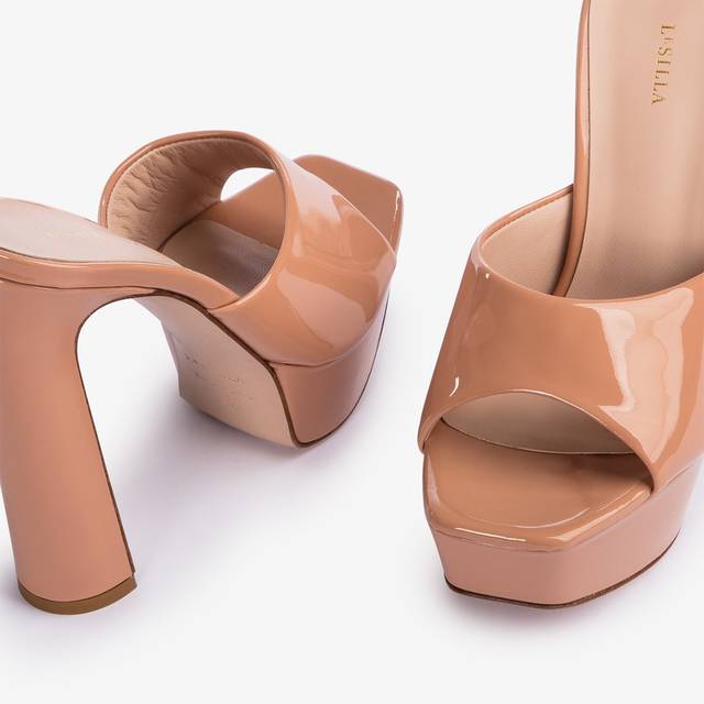 Le Silla Sandalo con plateau vernice nude phard Hotsell