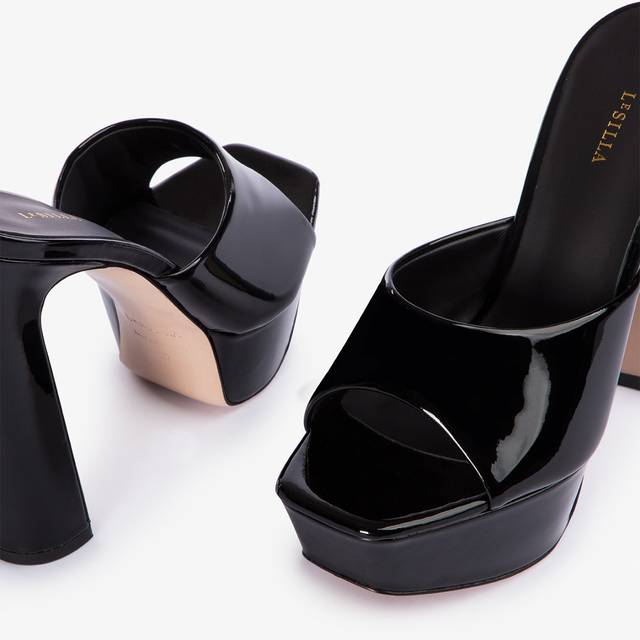 Le Silla Sandalo con plateau vernice nero Vendita Calda
