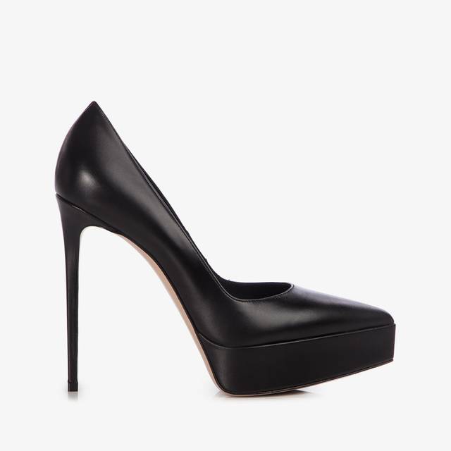 Le Silla Décolleté con plateau pelle nera