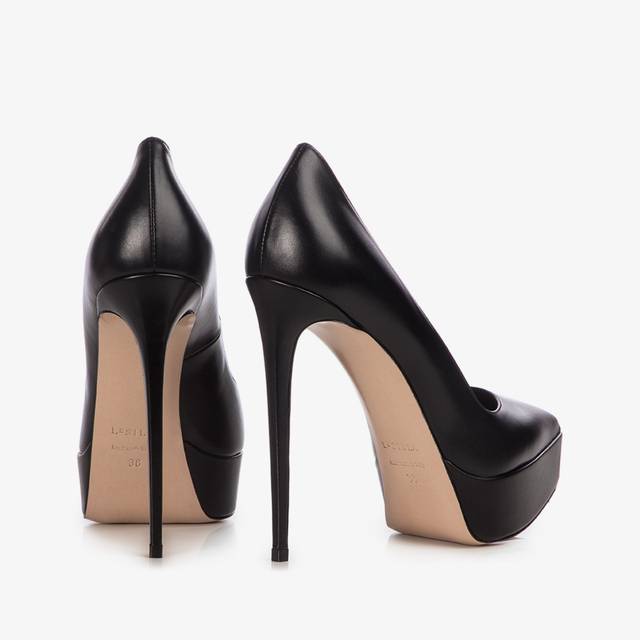 Le Silla Décolleté con plateau pelle nera Vendita Economica