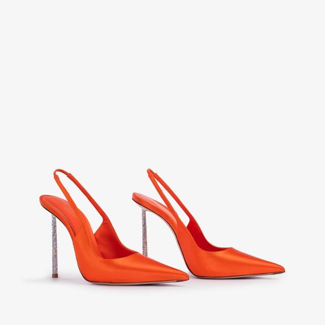 Le Silla Slingback raso arancione mandarin Nuova