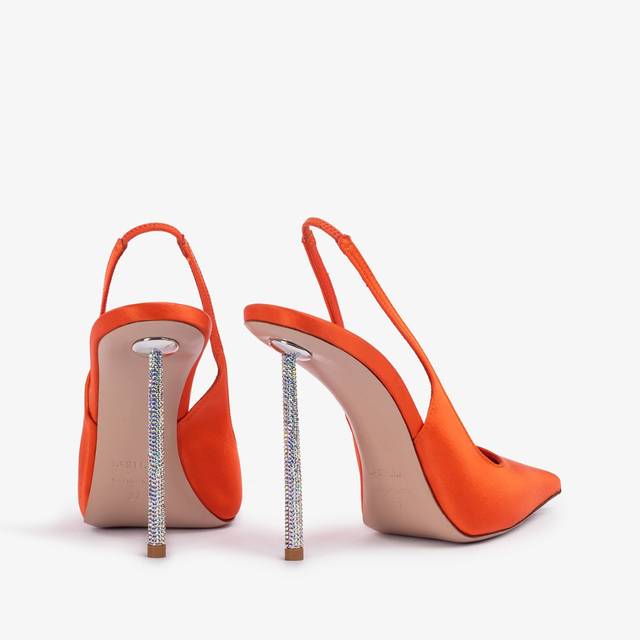 Le Silla Slingback raso arancione mandarin Nuova