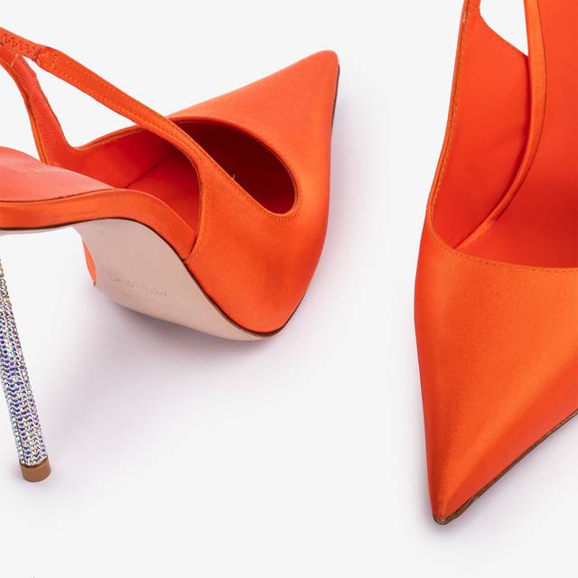Le Silla Slingback raso arancione mandarin Nuova