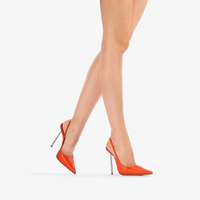Le Silla Slingback raso arancione mandarin Nuova
