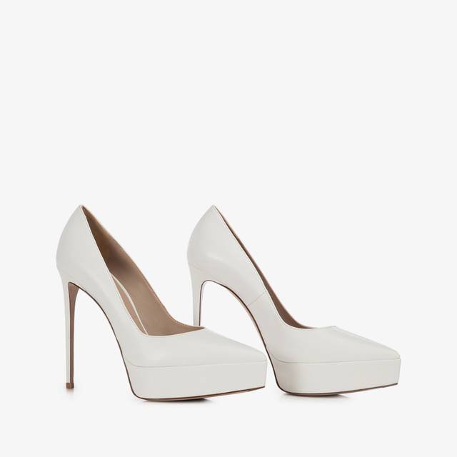 Le Silla Décolleté con plateau pelle bianca carta Comprare a buon mercato