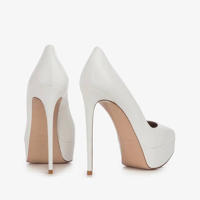 Le Silla Décolleté con plateau pelle bianca carta Comprare a buon mercato