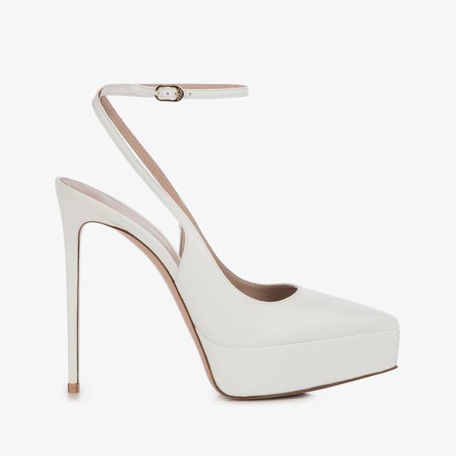 Le Silla Slingback con plateau pelle bianca carta Grande vendita