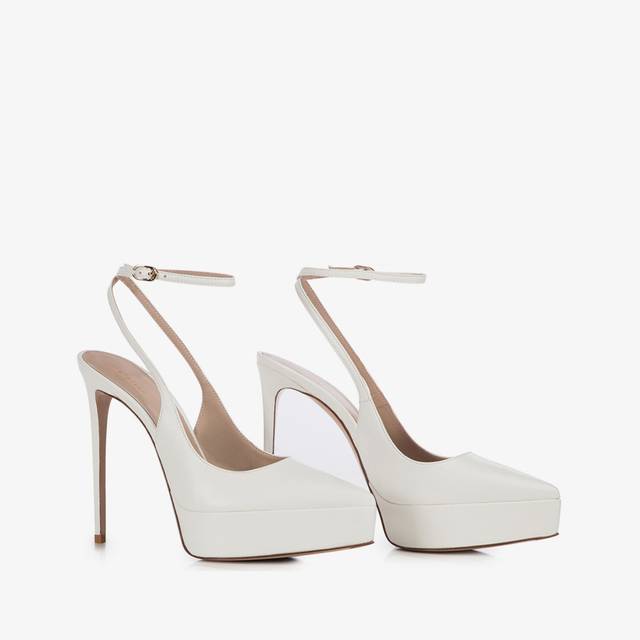 Le Silla Slingback con plateau pelle bianca carta Grande vendita