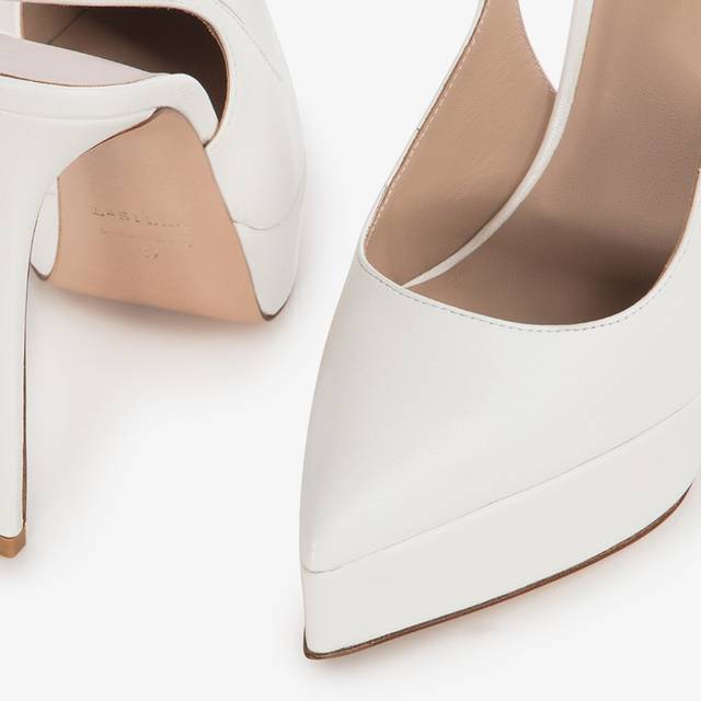 Le Silla Slingback con plateau pelle bianca carta Grande vendita