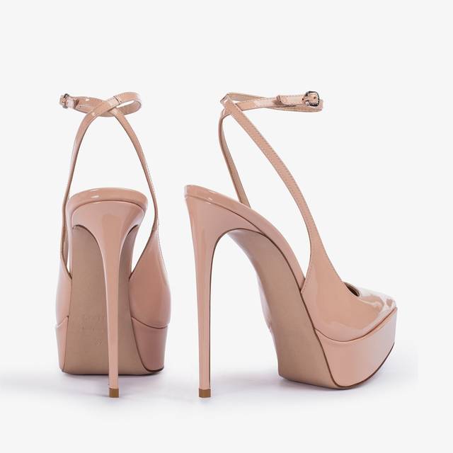 Le Silla Slingback con plateau vernice nude skin Flash Sale