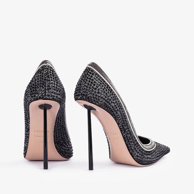 Le Silla Décolleté gioiello denim nera e Cristalli Offerta Anniversario