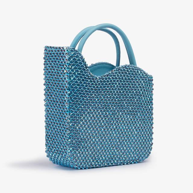 Le Silla Small bag raso azzurro cielo con Cristalli Offerta migliore