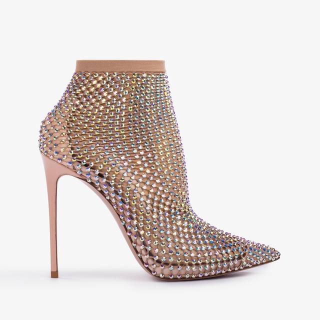 Le Silla Stivaletto calza nude skin e Cristalli