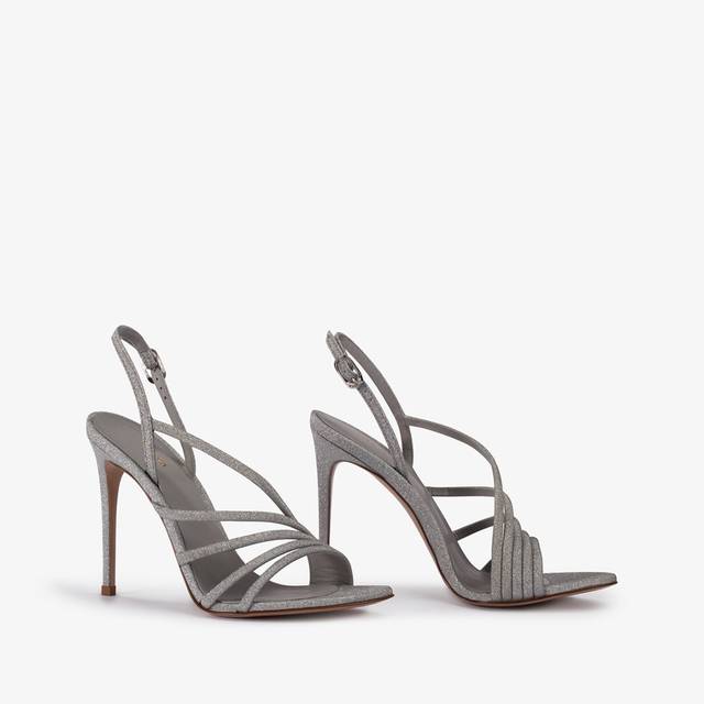 Le Silla Sandalo tessuto glitterato argento Sconti VIP