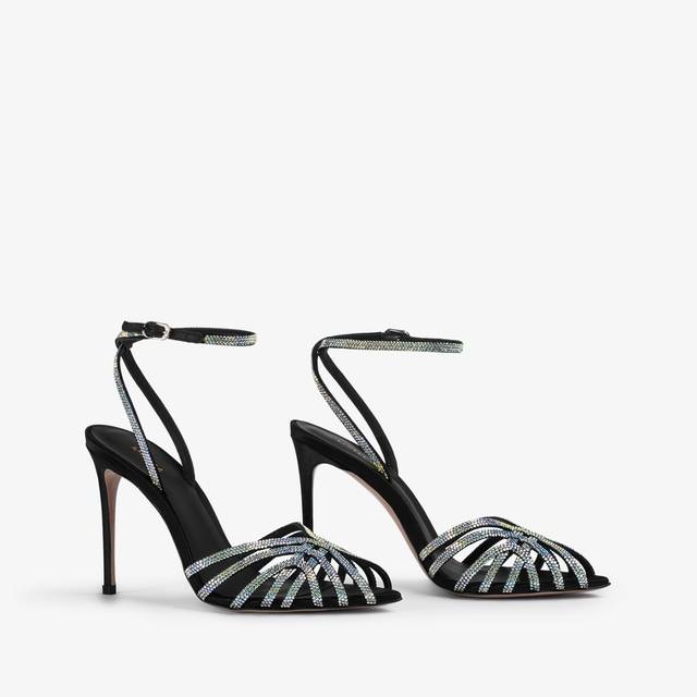 Le Silla Sandalo raso nero e Cristalli Promozione temporanea