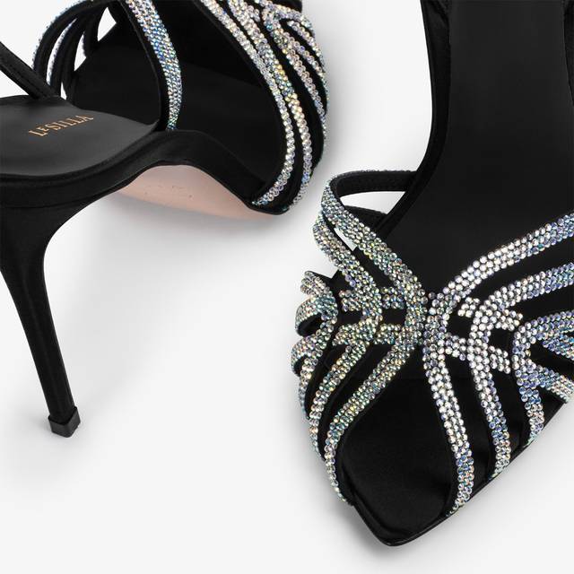Le Silla Sandalo raso nero e Cristalli Promozione temporanea