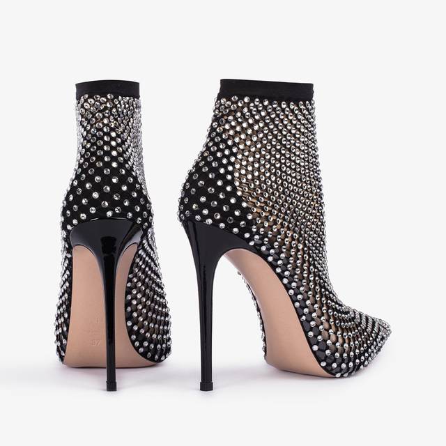 Le Silla Stivaletto calza nera e Cristalli argento Black Friday Prezzi