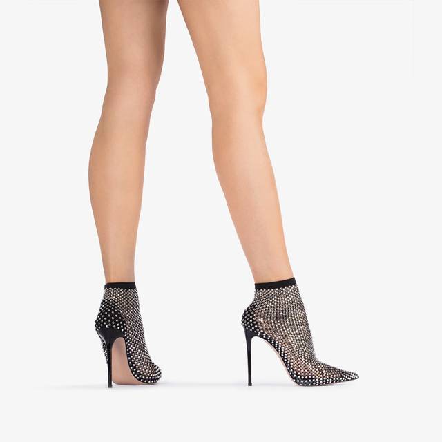 Le Silla Stivaletto calza nera e Cristalli argento Black Friday Prezzi