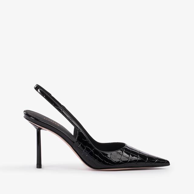 Le Silla Slingback stampa cocco nera Italy