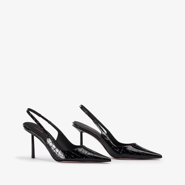 Le Silla Slingback stampa cocco nera Italy