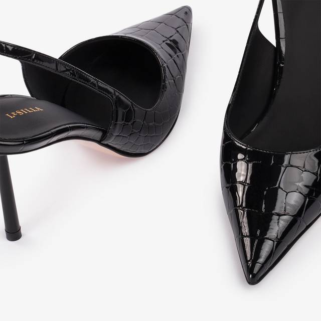 Le Silla Slingback stampa cocco nera Italy
