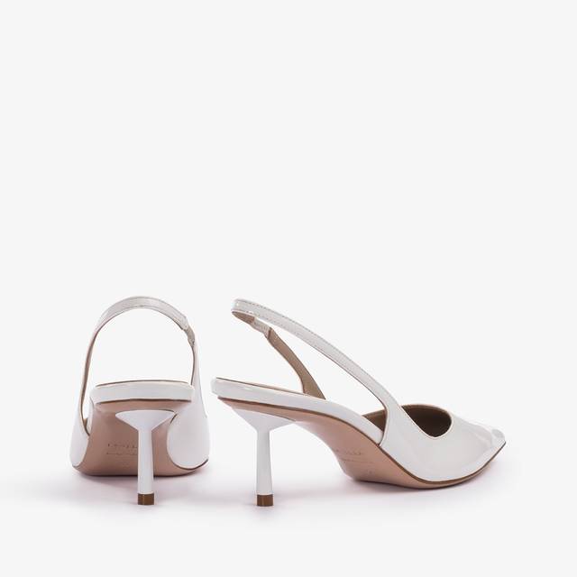 Le Silla Slingback vernice bianca carta Italia