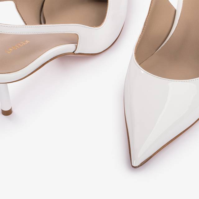 Le Silla Slingback vernice bianca carta Italia