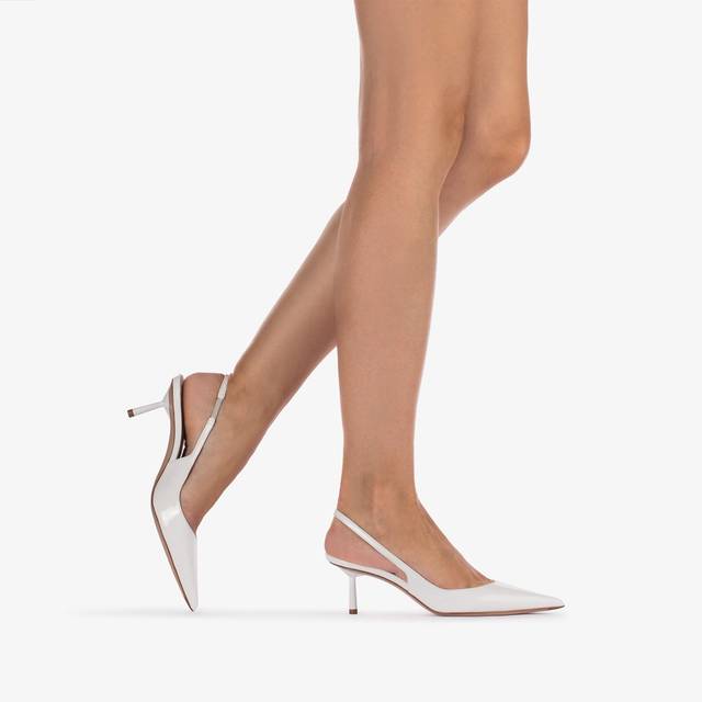 Le Silla Slingback vernice bianca carta Italia