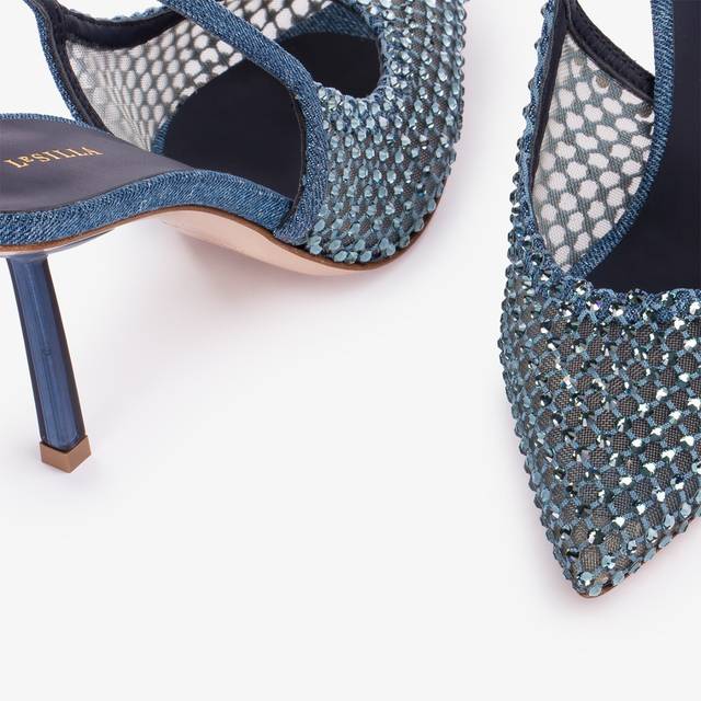 Le Silla Slingback gioiello rete denim blu Qualità Garantita