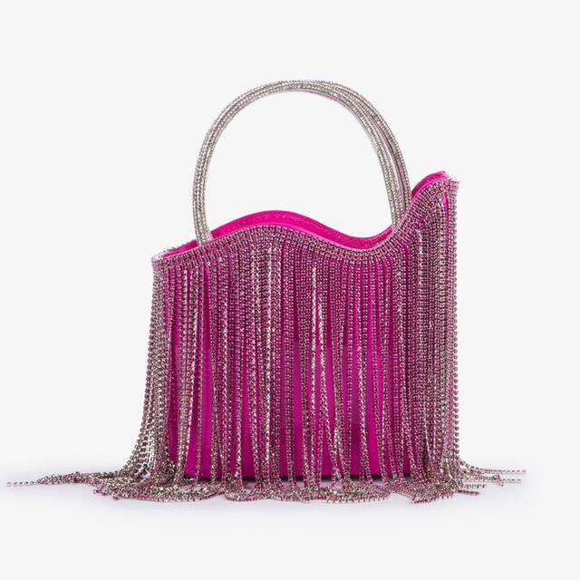 Le Silla Mini bag vernice fucsia bouganville con frange fucsia Shopping Online