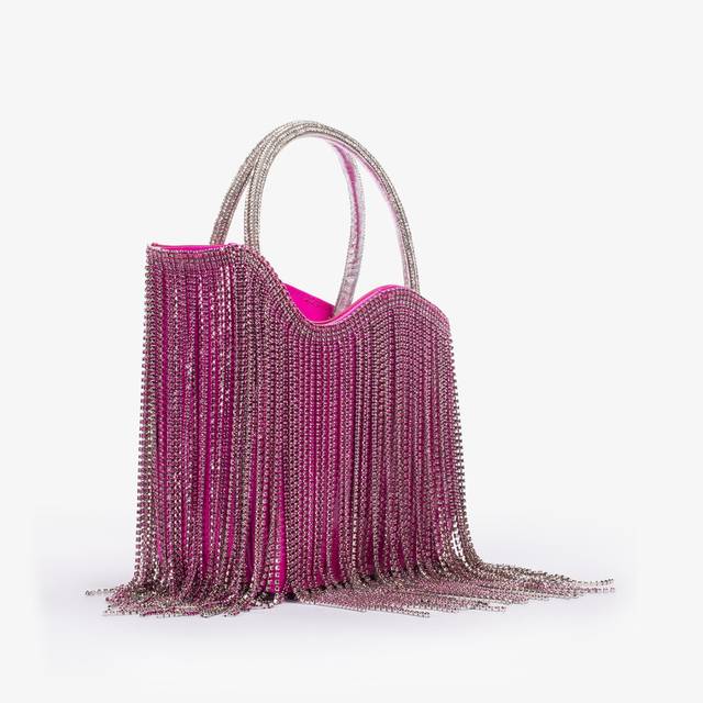 Le Silla Mini bag vernice fucsia bouganville con frange fucsia Shopping Online