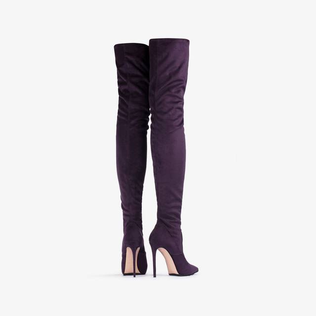 Le Silla Stivale sopra al ginocchio camoscio vegan stretch viola kamala Outlet